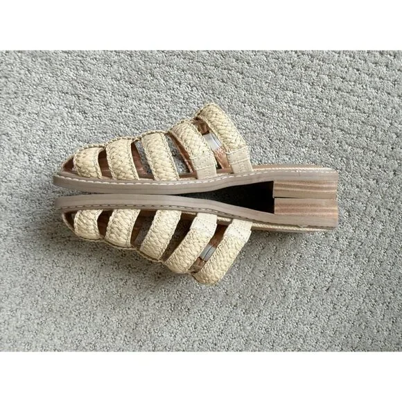 DV by Dolce Vita Fyona Raffia Buckle Fisherman Flat Mules Size 6.5 Beige - Picture 4 of 11